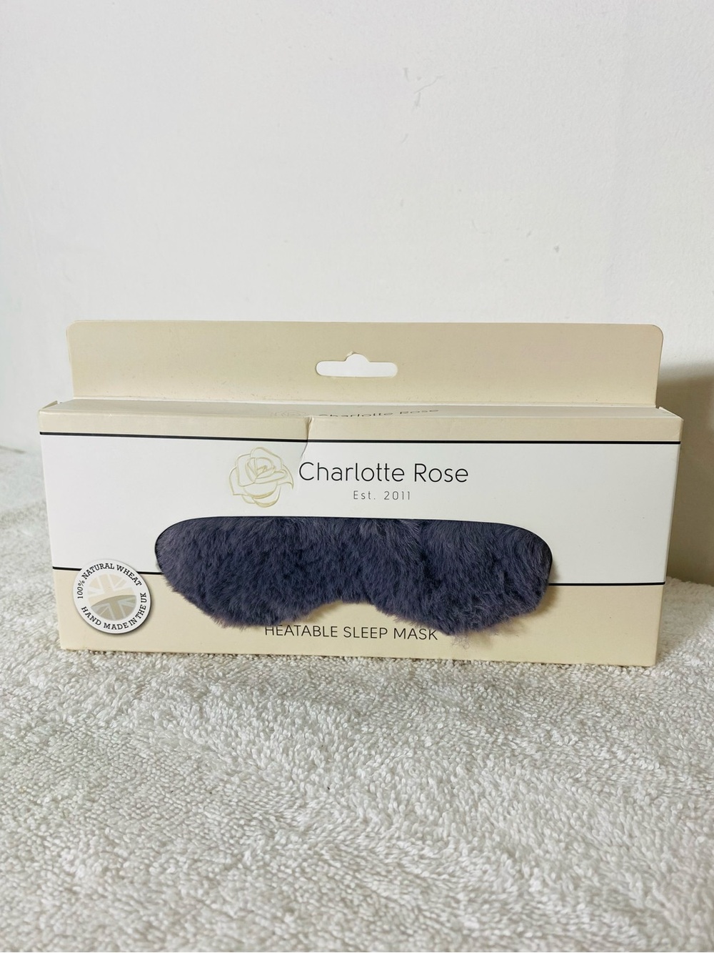 Charlotte Rose Heatable Sleep Mask Purple Faux Fur Natural Wheat NIB